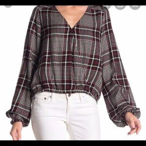 ANTHROPOLOGIE Sanctuary Surplice Plaid Blo…